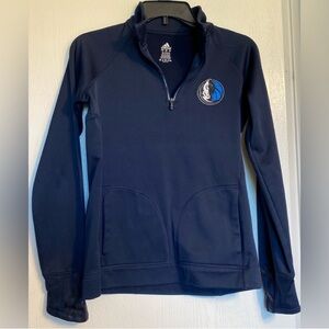 Adidas Dallas Mavericks NBA 1/4 Zip Long Sleeve Navy Blue Pullover Women S